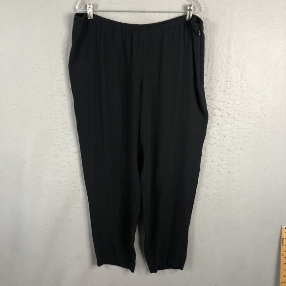 Eileen Fisher Pants - Eileen Fisher Silk Pants Womens Extra Large Black Georgette Crepe Career NEW